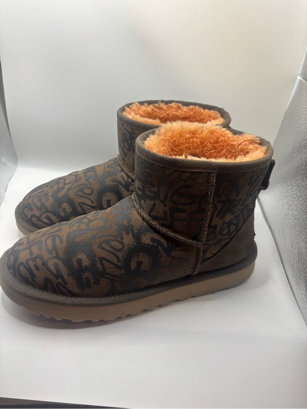 UGG Women’s Short Boot in Brown with Orange Shearling